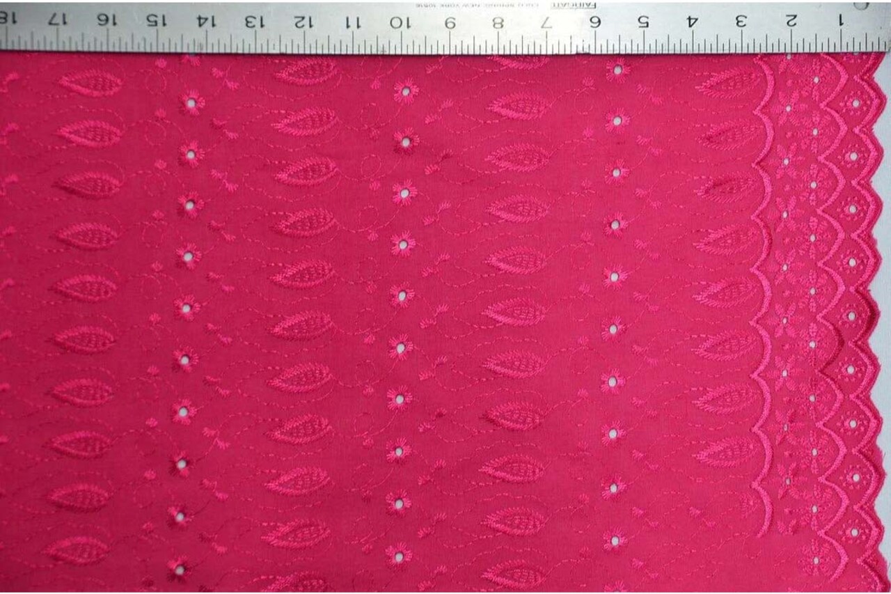 Polyester Cotton Eyelet Embroidery Fabric Double Sided Scallop Border Soft Lightweight 45 Inch Wide